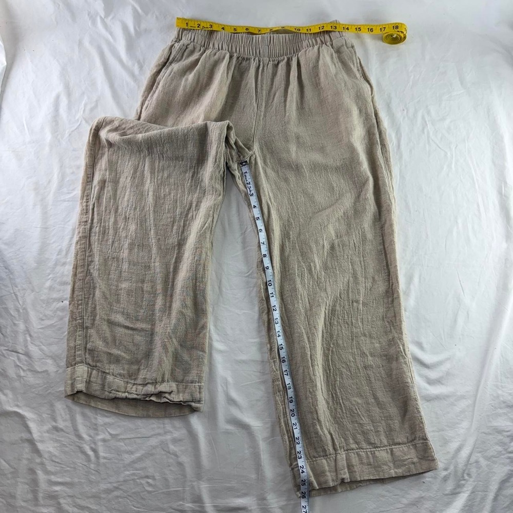 Old Navy Beige Super Wide Leg Linen Blend Pants Womens S Old Money Beach Resort - Picture 5 of 8